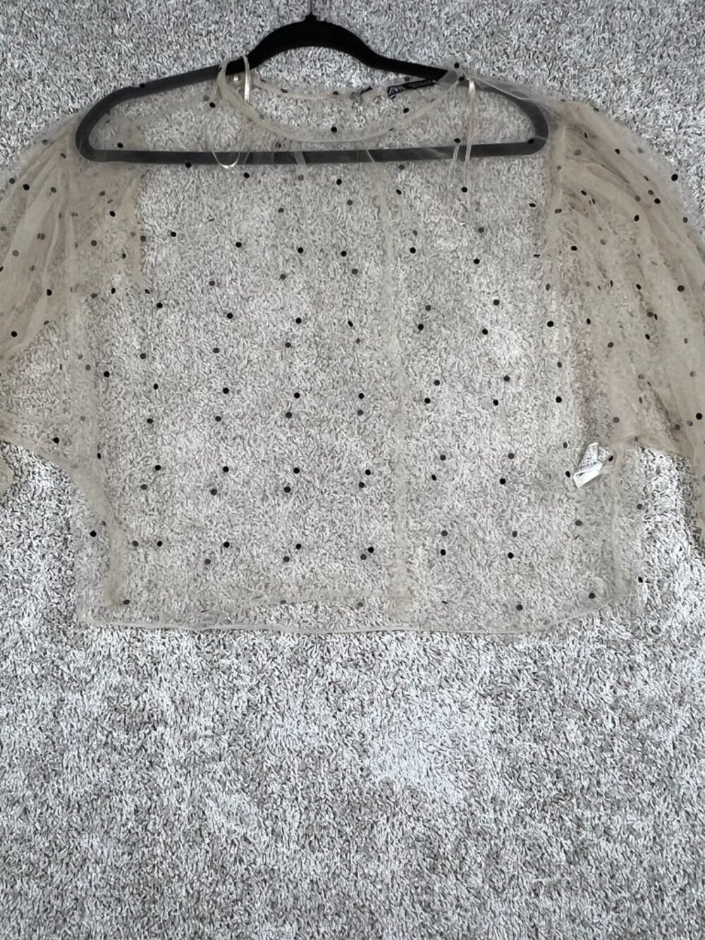 RARE Zara Sheer Polka Dot Mesh Top Emily In Paris Coquette Y2K Out Of Stock - Picture 2 of 9